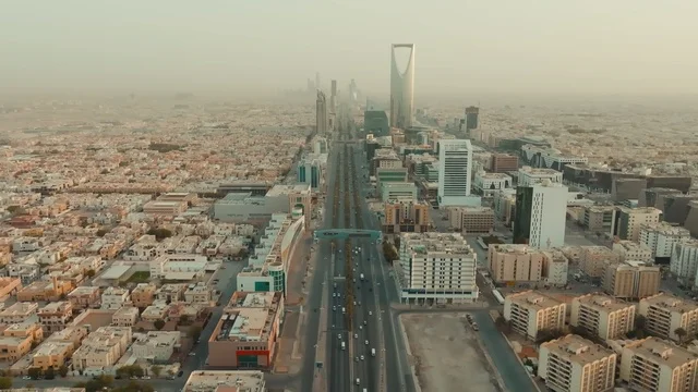Aerial View of Riyadh Skyline with King Fahd Road