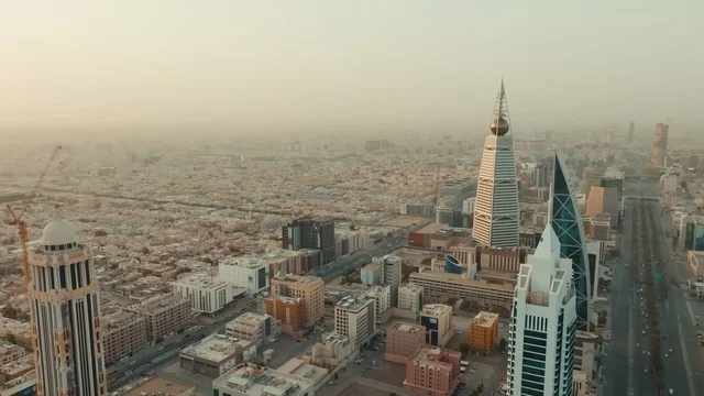 Al Faisaliah Tower Riyadh Skyline Saudi Arabia Aerial