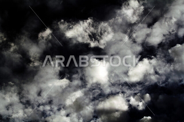 The beauty of the clouds in the sky of Saudi Arabia, a beautiful landscape, black clouds, the beauty and splendor of the cloudy sky, nature in Saudi Arabia