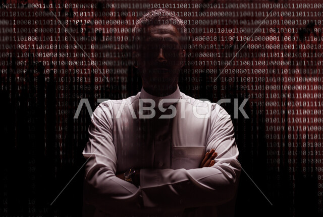 رجل عربي سعودي خليجي يعمل في وظيفة مطور ويب، استخدام لغات البرمجة، تطوير وبناء المواقع والتطبيقات الالكترونية، اكواد وخوارزميات، تقنيات وحاسوب, هاكر, قرصنه, حماية معلومات, أمن معلومات, ماتريكس