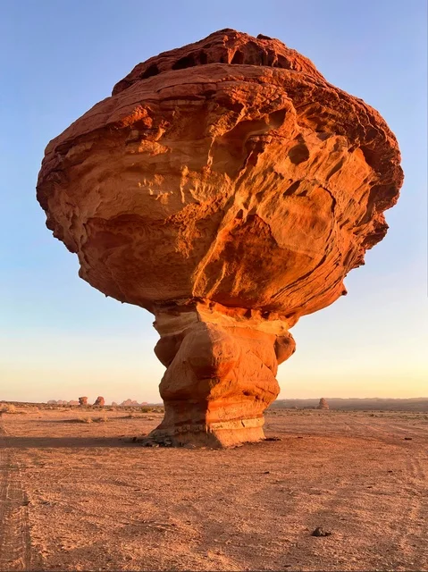 صخرة الفطر التكوين الجيولوجي في صحراء السعودية