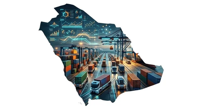 خريطة المملكة العربية السعودية مع مركز الخدمات اللوجستية الذكي