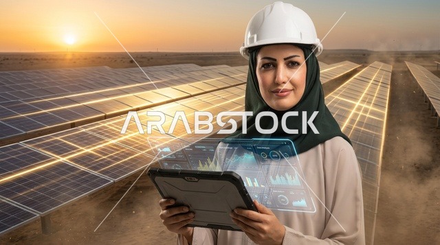 مهندسة عربية في محطة الطاقة الشمسية بالصحراء