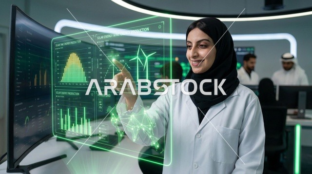 عالمة سعودية تحلل بيانات الطاقة الشمسية عبر الهولوغرام