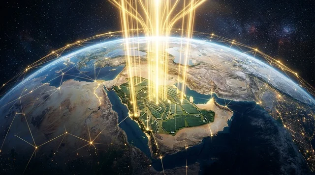 مفهوم الطاقة الشمسية في السعودية على مجسم الأرض
