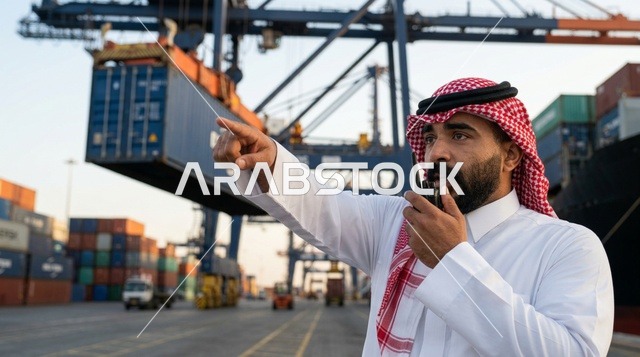 مشرف ميناء سعودي في مرفأ شحن الحاويات