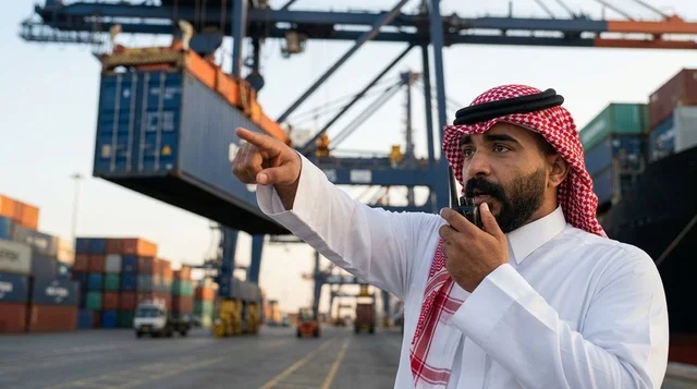 Saudi Port Supervisor at Shipping Container Harbor