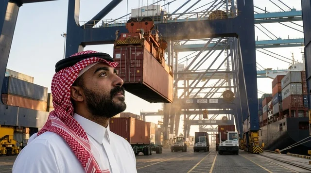 رجل أعمال سعودي في ميناء شحن الحاويات واللوجستيات
