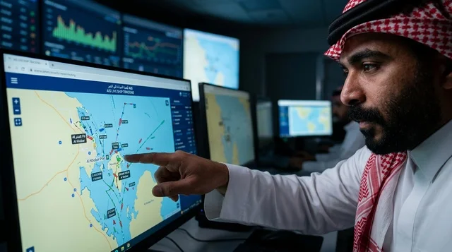 Saudi Port Control Officer in Maritime Operations Room
