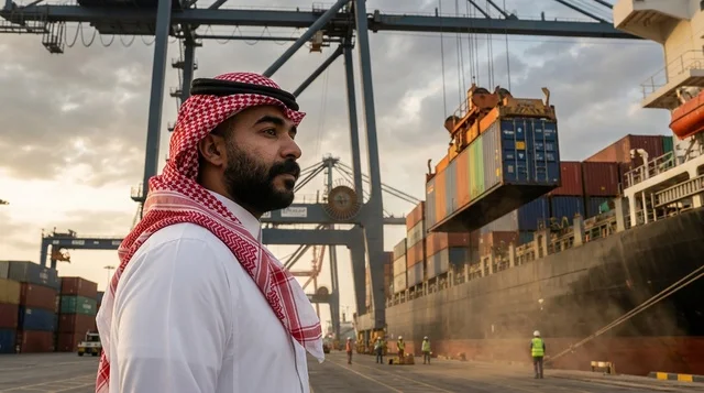 Saudi Businessman at Commercial Shipping Port