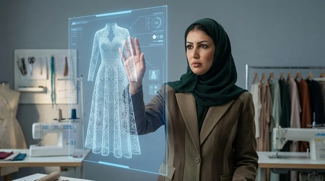 مصممة أزياء عربية تستخدم تقنية الهولوغرام لتصميم فستان