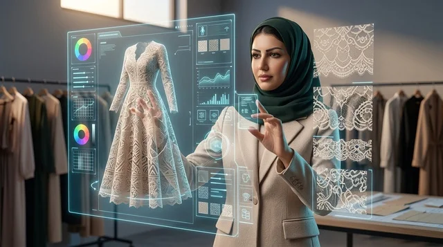Arab Fashion Designer Working with Hologram Technology