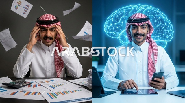 مقارنة التحول الرقمي والعمل الورقي التقليدي للرجل السعودي