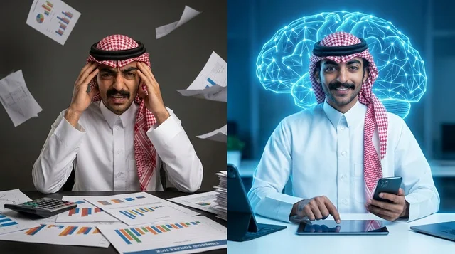 مقارنة التحول الرقمي والعمل الورقي التقليدي للرجل السعودي