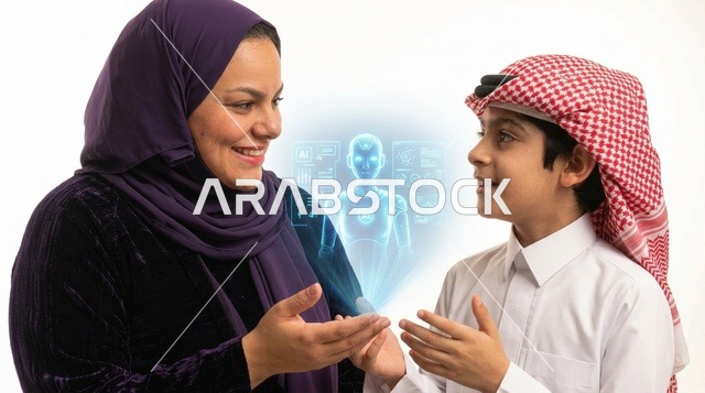 Saudi Mother and Son Interactive Smart Learning Hologram