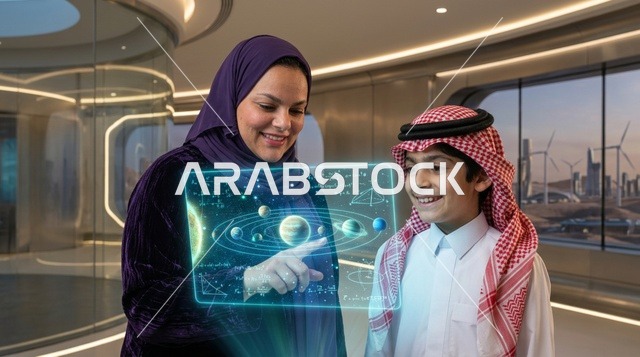 طالب سعودي يتعلم علم الفلك عبر شاشة هولوغرام تفاعلية