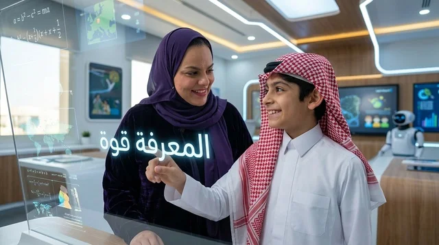 التعلم الذكي للأم والابن في السعودية بالتكنولوجيا