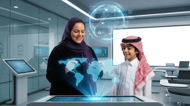 التعلم الذكي والتكنولوجيا التفاعلية في فصل سعودي