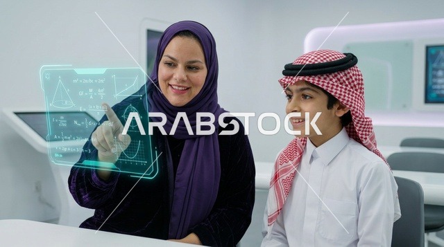 التعلم الذكي في فصل دراسي سعودي حديث بتقنية الهولوغرام