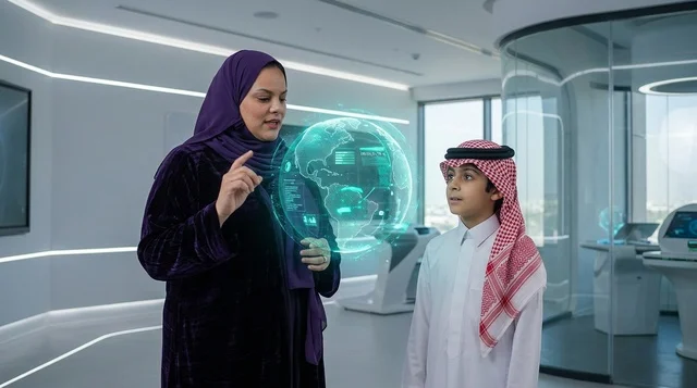 التعلم الذكي عبر مجسم الهولوغرام في مدرسة سعودية