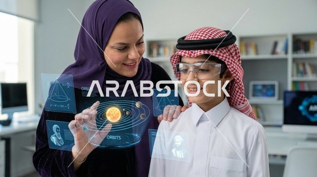 طالب ومعلمة في السعودية يستخدمان تقنية الهولوغرام