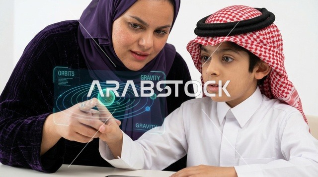 طفل سعودي يتعلم علوم الفضاء عبر شاشة هولوغرام ذكية