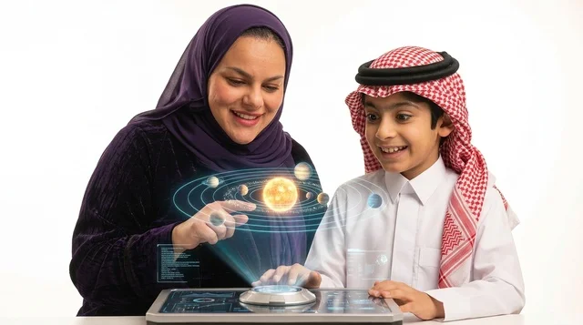 التعلم الذكي باستخدام الهولوجرام للأم والابن