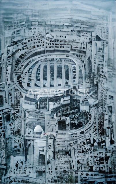 لوحة فنية معبرة لموسم الحج في المملكة العربية السعودية، اللوحات الفنية التشكيلية، رسومات إبداعية لمكة المكرمة، لوحات فنية بألون جميلة تجذب السياح، فنون الرسم بالسعودية، لوحات فنية جدارية، لوحات الرسم