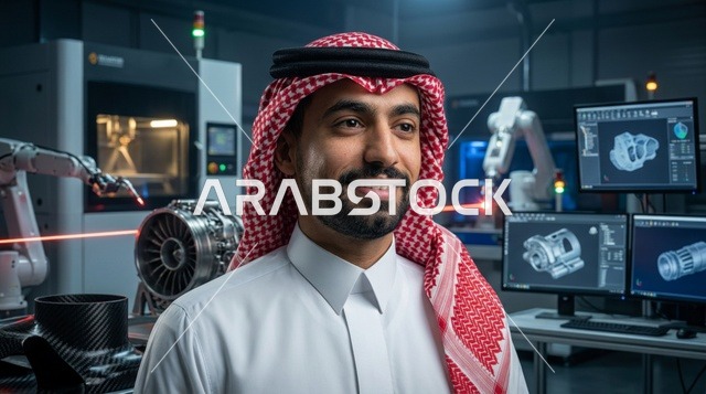 Saudi Engineer in High Tech Robotics Manufacturing Lab