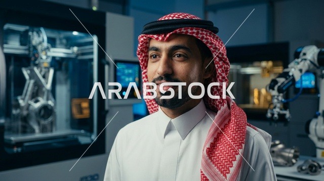 مهندس سعودي في مختبر تقنيات الروبوتات الحديثة