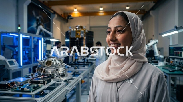 مهندسة فضاء عربية داخل مختبر الأقمار الصناعية