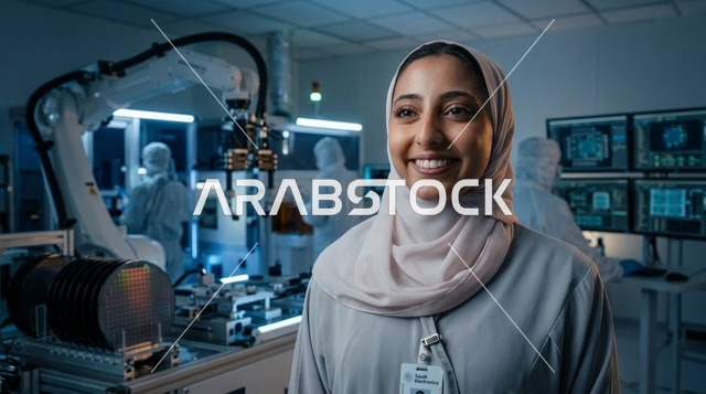 مهندسة سعودية في مختبر تقني لتصنيع أشباه الموصلات