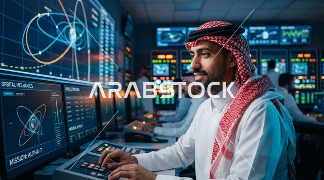 مهندس سعودي في غرفة التحكم والقيادة لعلوم الفضاء