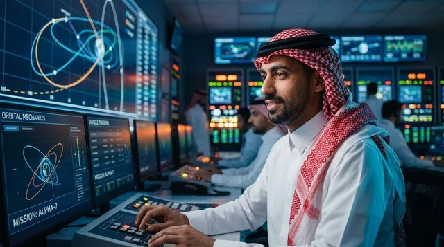 Saudi Engineer in Space Control Room Command Center