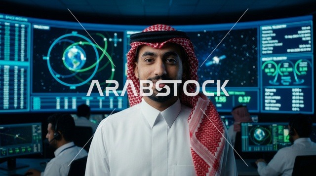 مهندس فضاء سعودي في غرفة التحكم والقيادة الرقمية