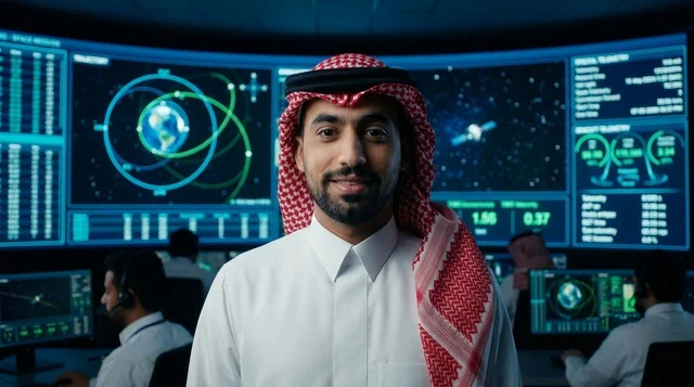 مهندس فضاء سعودي في غرفة التحكم والقيادة الرقمية