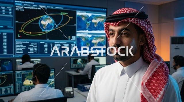 مهندس فضاء سعودي في غرفة تحكم متطورة بالتكنولوجيا