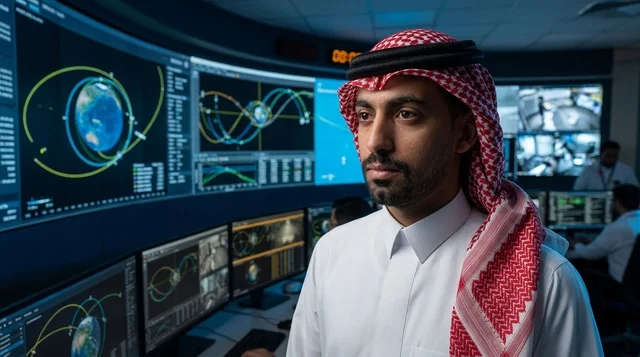 مهندس سعودي في غرفة التحكم والعمليات الفضائية