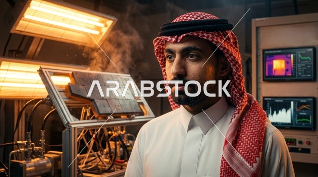 مهندس سعودي في منشأة تصنيع روبوتية حديثة