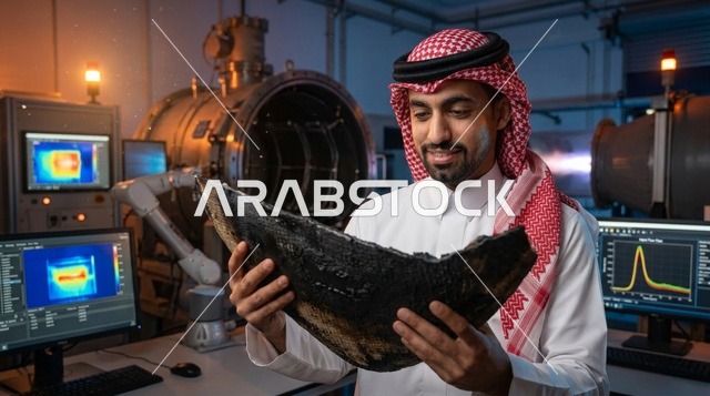 مهندس سعودي في منشأة تصنيع روبوتية حديثة