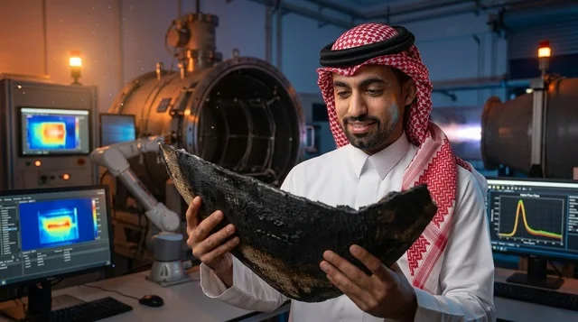 مهندس سعودي في منشأة تصنيع روبوتية حديثة