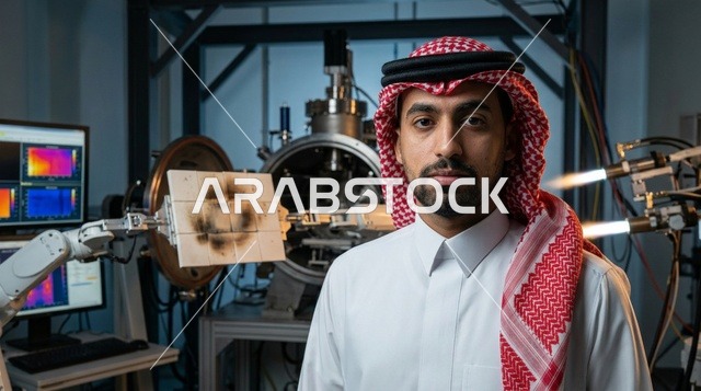 مهندس سعودي في منشأة تصنيع روبوتية حديثة