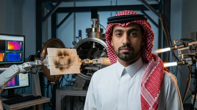 مهندس سعودي في منشأة تصنيع روبوتية حديثة