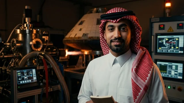 مهندس سعودي في منشأة تصنيع روبوتية حديثة