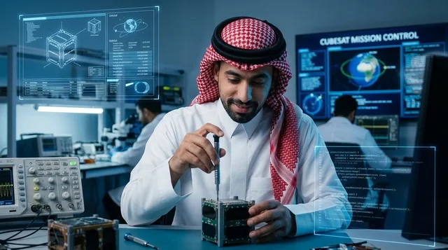 مهندس فضاء سعودي يجمع قمر صناعي في المختبر