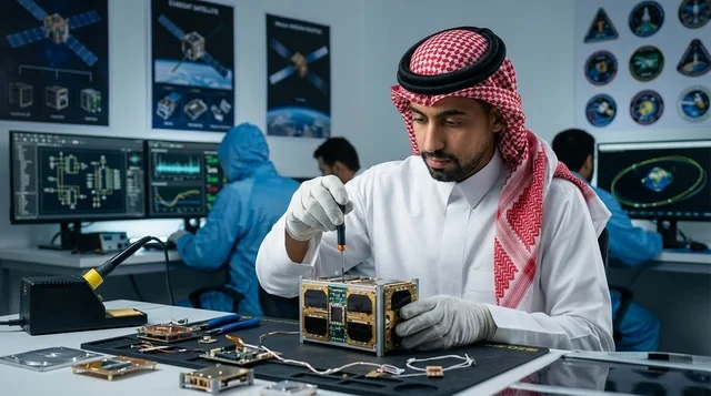 مهندس سعودي يجمع قمر اصطناعي في مختبر فضاء