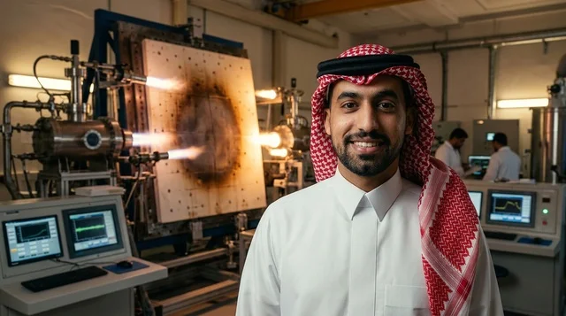 مهندس سعودي في منشأة تصنيع روبوتية حديثة