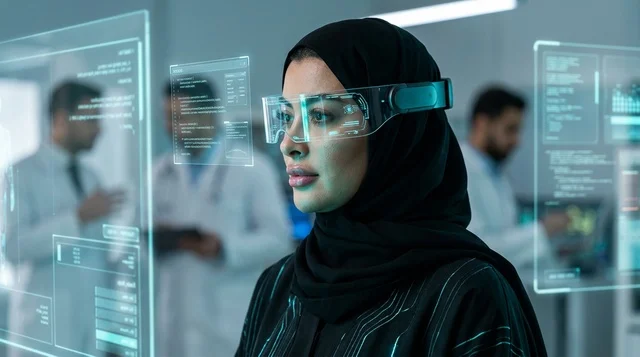 عالمة سعودية تستخدم نظارات الواقع المعزز في المختبر