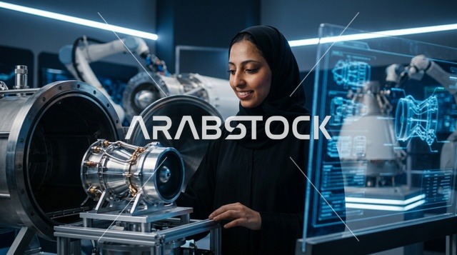 مهندسة إماراتية بالعباءة والحجاب في مختبر تكنولوجيا