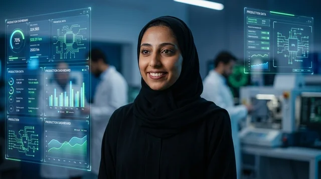 مهندسة سعودية في مختبر تقني للروبوتات والذكاء الاصطناعي